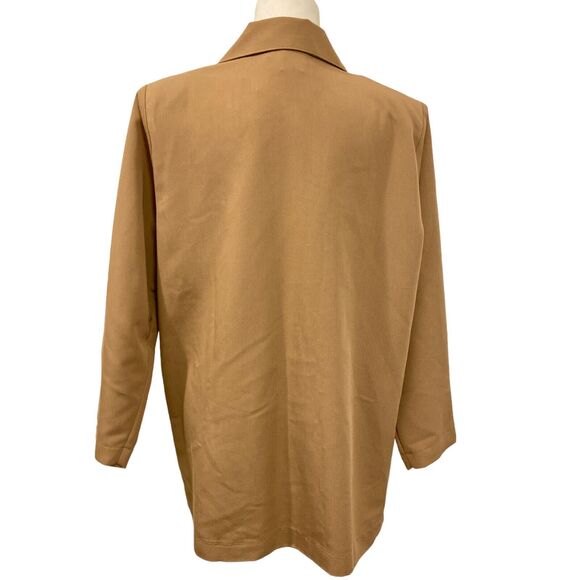 Roamans‎ Blazer Jacket Womens Size Medium Oversized Camel Shoulder Pads 1-Button - Picture 3 of 7